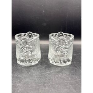 Set of 2‎ Clear Glass Angel Votive Candle Holders Holders Malaysia 3" Decor